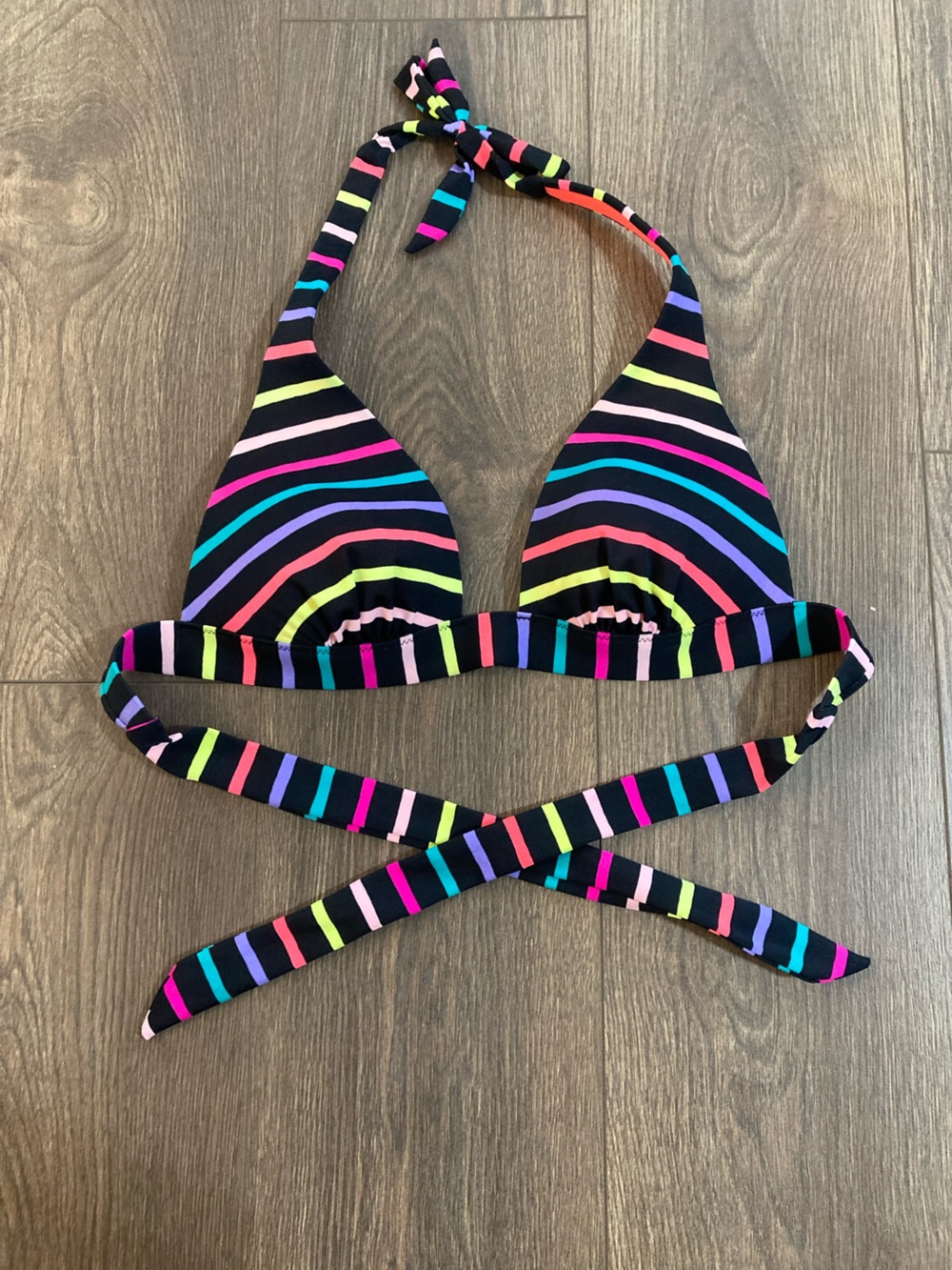 Victoria’s Secret Stripped Push Up Triangle Bikini Top Size Medium